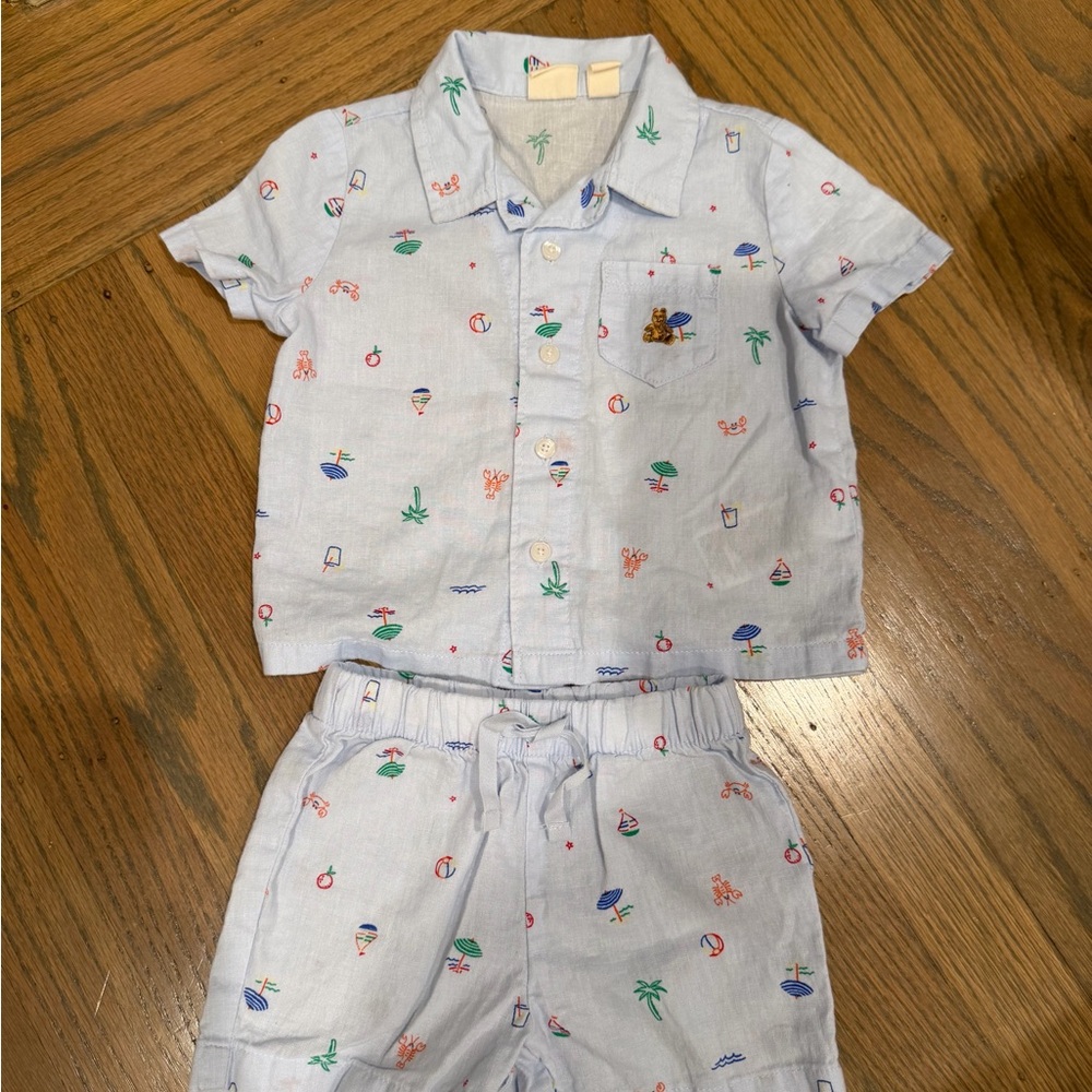 GAP Light Blue Kids' Shirt with Sailboat Embroidery